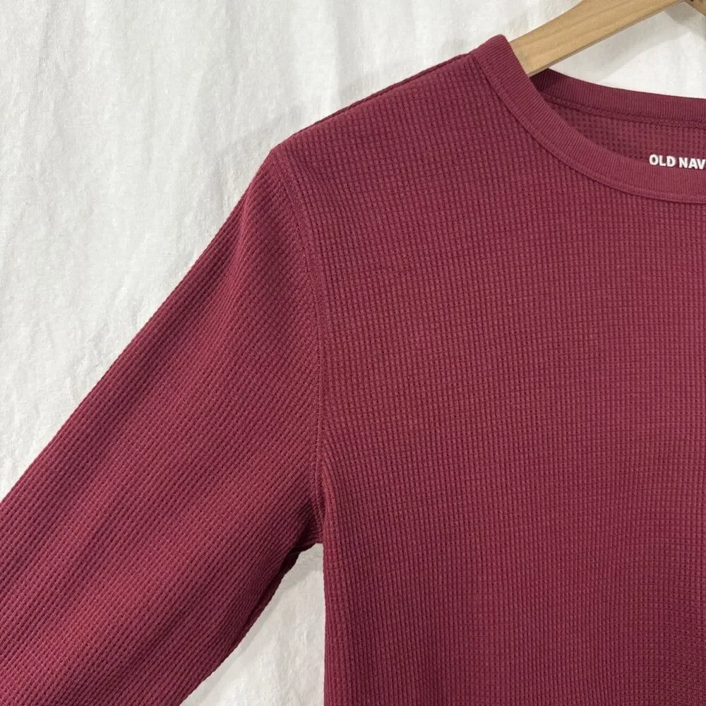 Old Navy Kids Unisex Long Sleeve Red Waffleknit Shirt Size XL 14/16 Outdoor